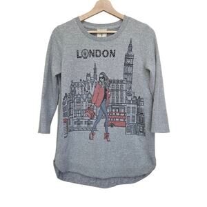 Colortree | London Shopping Graphic Print Sweater with Rhinestone Details Soft